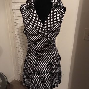 Black and white sleeveless dress.